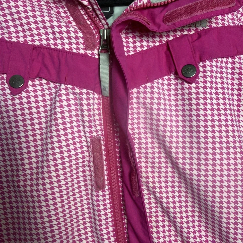 THE NORTH FACE Girls XL Pink/White Checkered All-Weather Jacket w/Removable Hood
